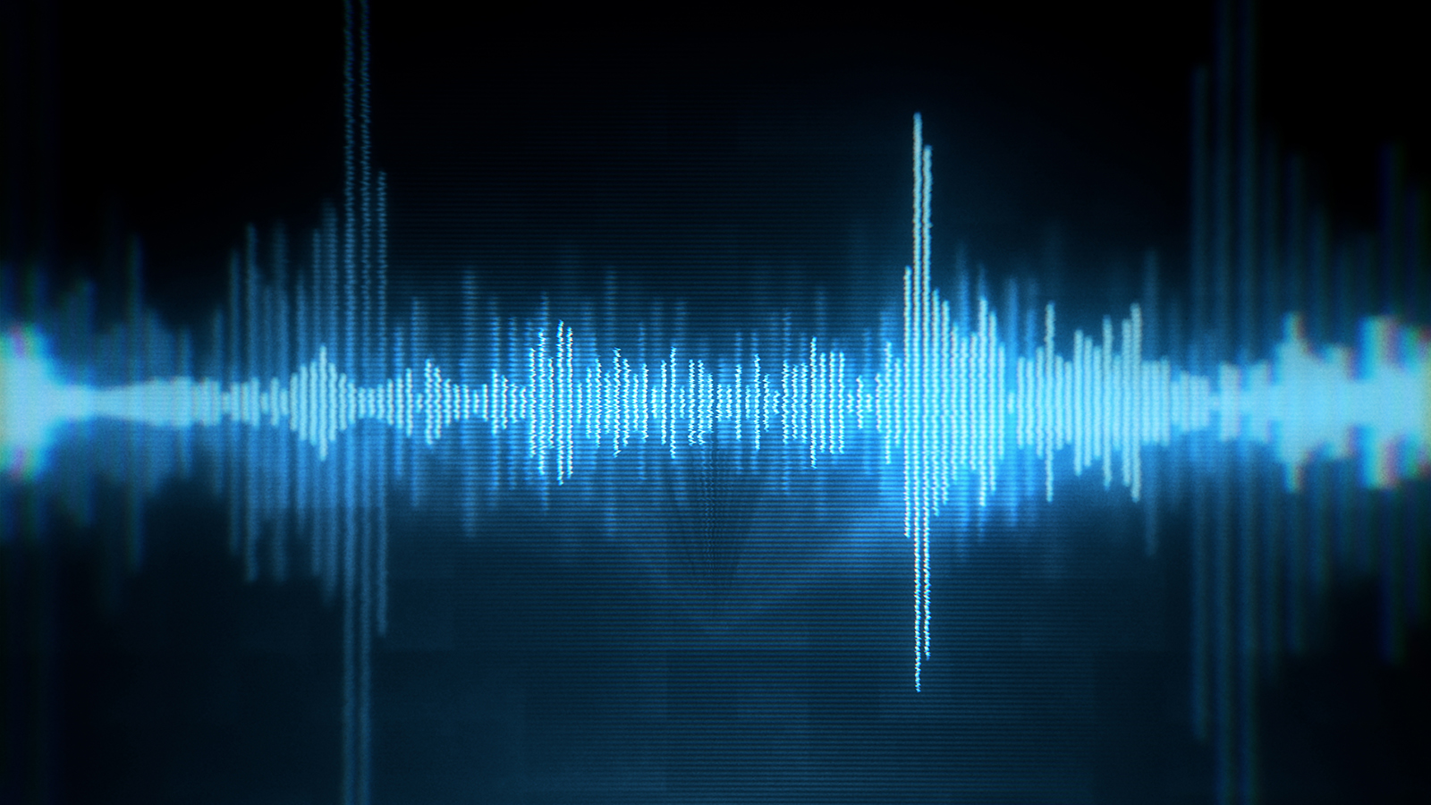 Blue waveform on a dark background