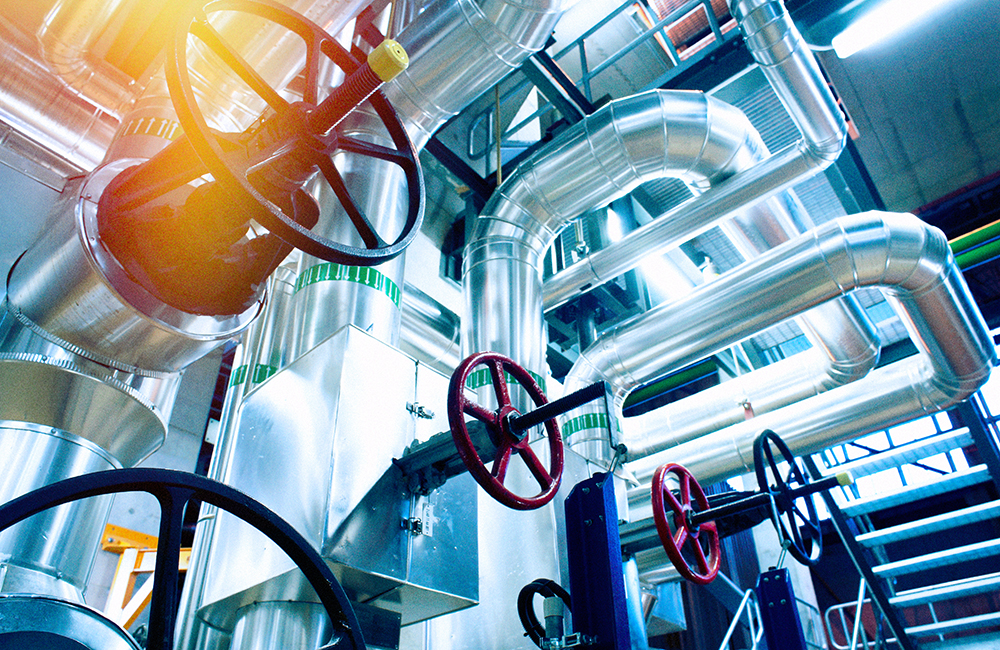 Gas pipes in a factory