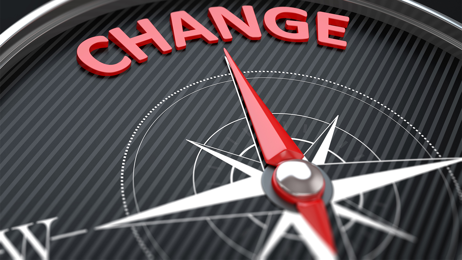 Compass pointing to the word change