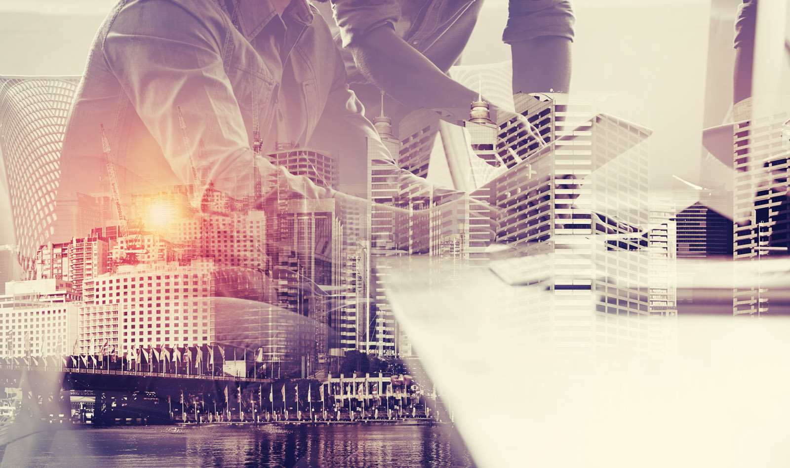 abstract image of two business people with tablets
