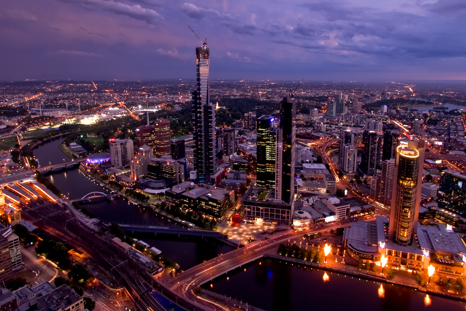 Melbourne skyline at night