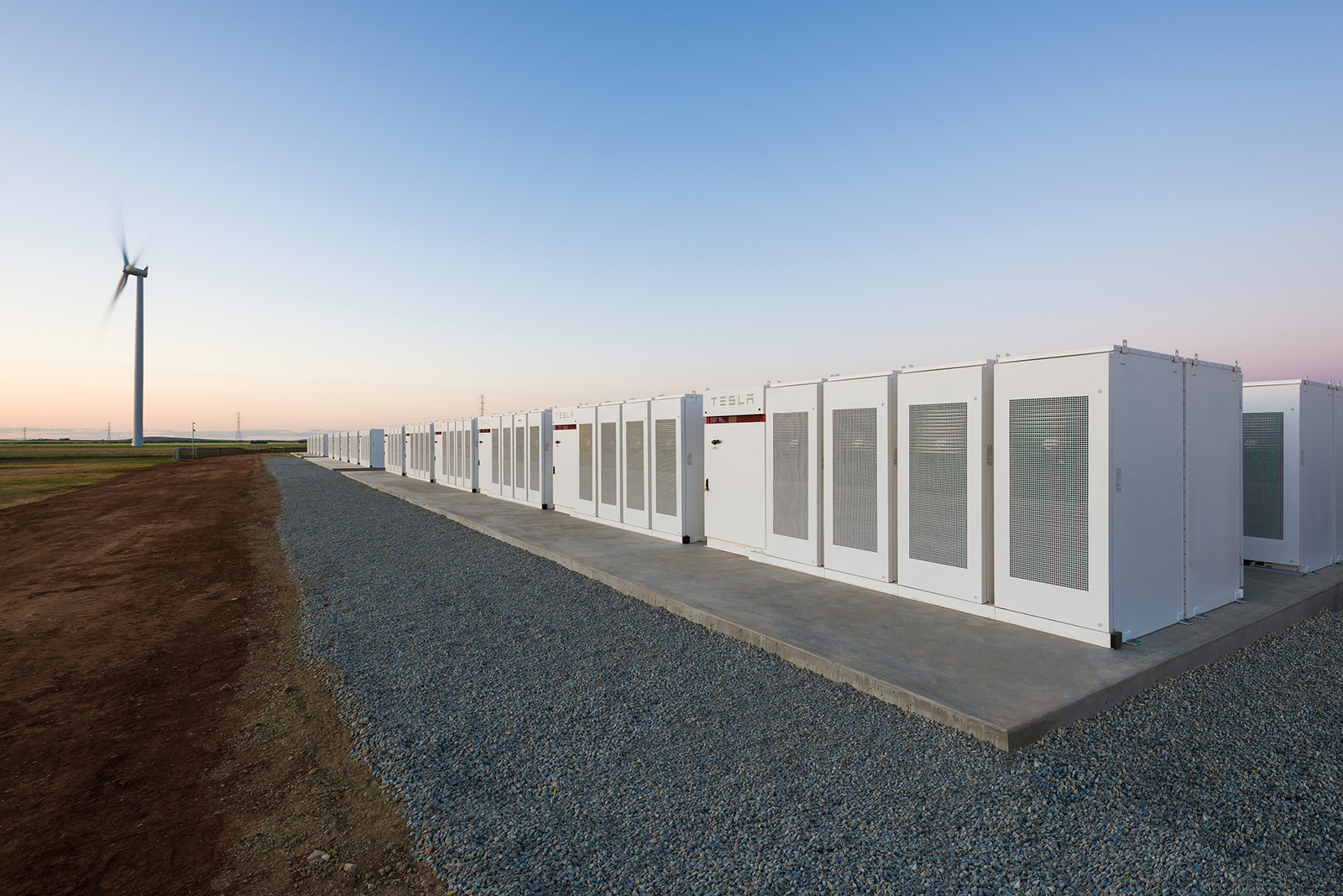 Tesla Powerpack South Australia at sunrise