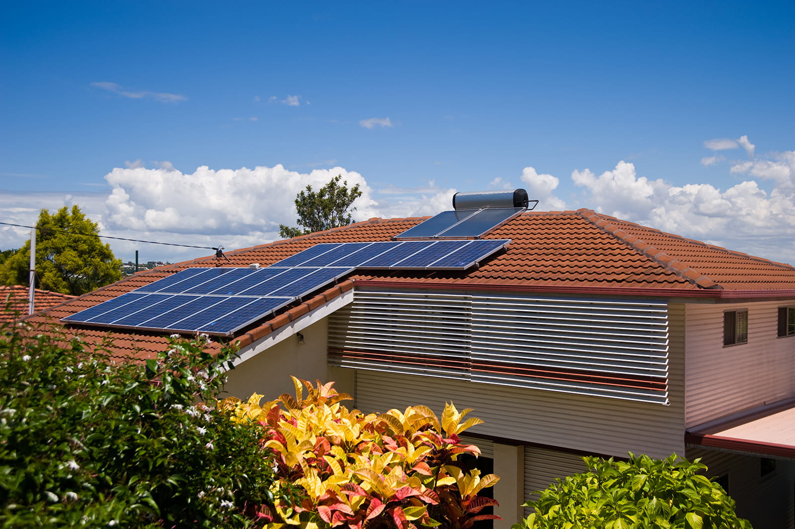 Residential home with solar panels