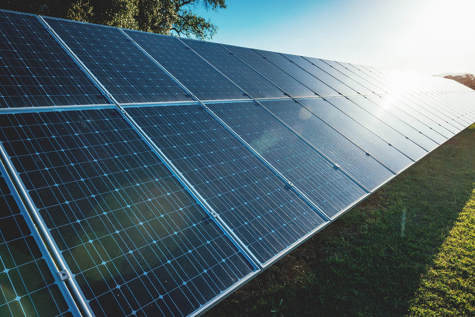 single axis solar panels facing the sun