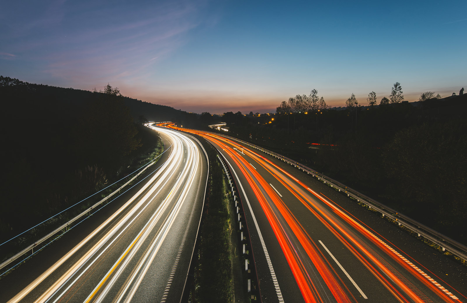 Abstract image of a highway at night